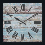 Horloge Carrée bois patiné<br><div class="desc">Bois patiné rustique décoratif vieilli.</div>