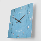 Horloge Carrée Bois peint bleu foncé (Angle)
