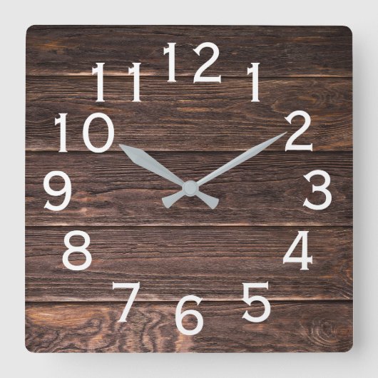 Horloge Carrée Bois sombre d'aspect authentique (Recto)