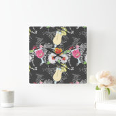 Horloge Carrée Boissons Tropicales Avec Animaux (Maison)