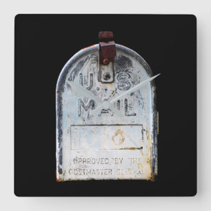 Horloge Carrée Boîte aux lettres rustique portrait