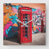 Horloge Carrée Boîte téléphonique rouge britannique (Recto)