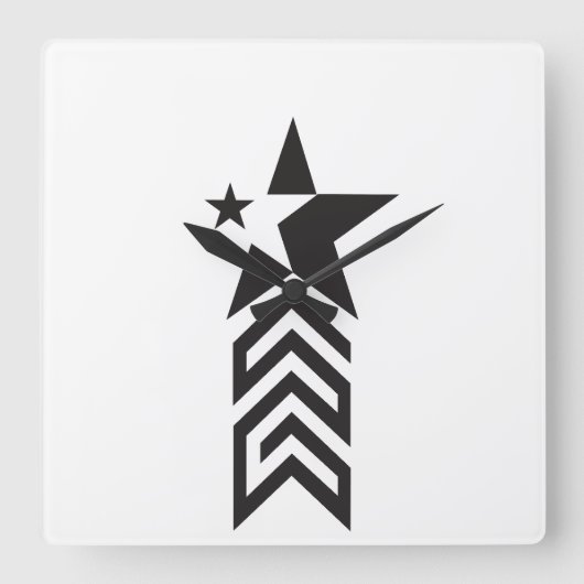 Horloge Carrée Bold Black Geometric Star (Recto)