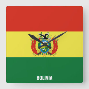Horloge Carrée Bolivie Drapeau éblouissant patriotique