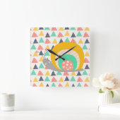 Horloge Carrée Bon escargot sur les triangles (Maison)