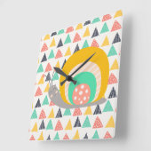 Horloge Carrée Bon escargot sur les triangles (Angle)