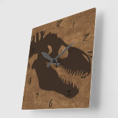 Horloge Carrée Bones T-rex Browns (Angle)