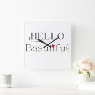 Horloge Carrée BONJOUR Beau Cadeau Uplifiant pour Elle
