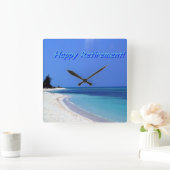 Horloge Carrée Bonne retraite Océan bleu (Maison)