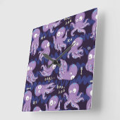 Horloge Carrée Boo Octopus mignon Violet Enfants Vêtements & Déco (Angle)