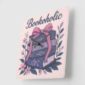 Horloge Carrée Bookoholic (Angle)