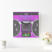 Horloge Carrée Boombox violette 800 (Maison)