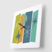 Horloge Carrée Boomerang Starburst Atomique Rectangles milieu (Angle)