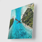 Horloge Carrée Bora Bora - Chemin Vers L'Océan (Angle)