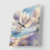 Horloge Carrée Bord de mer de la Lavande (Angle)