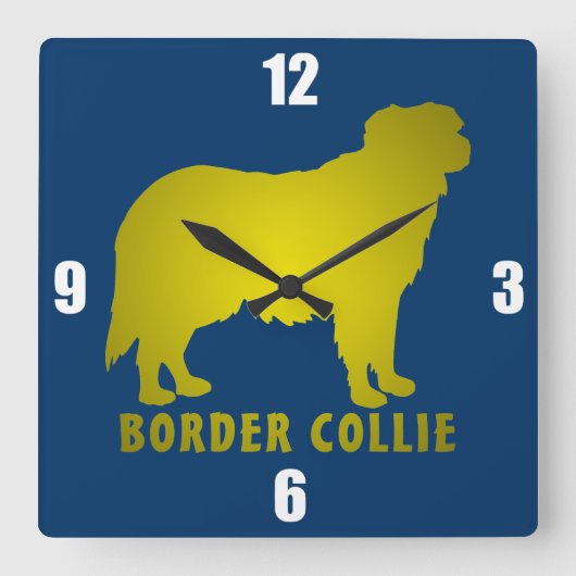 Horloge Carrée Border Collie (Recto)