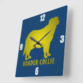 Horloge Carrée Border Collie (Angle)