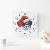 Horloge Carrée Border Collie Noël (Maison)