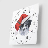 Horloge Carrée Border Collie Noël (Angle)