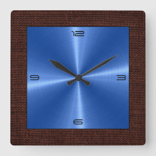 Horloge Carrée Bordure de toile de jute moderne en acier inoxydab
