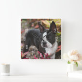 Horloge Carrée BoSTON TERRiER (Maison)
