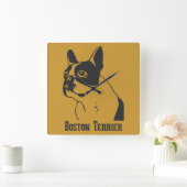 Horloge Carrée Boston Terrier (Maison)