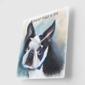 HORLOGE CARRÉE BOSTON TERRIER (Angle)