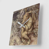 Horloge Carrée "Bottom and Titania" par Arthur Rackham (Angle)