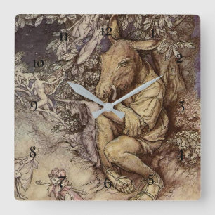 Horloge Carrée “Bottom et Titania” par Arthur Rackham