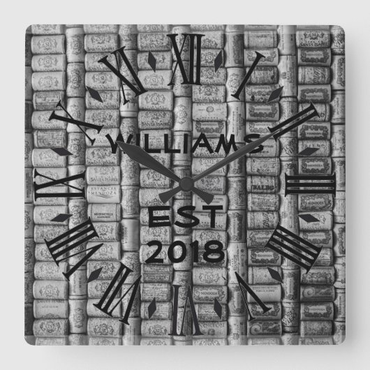 Horloge Carrée Bouchon de vin personnalisé élégant (Recto)
