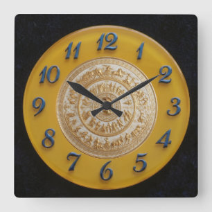 Horloge Carrée Bouclier d'Achille Cadran Citron