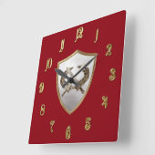 Horloge Carrée Bouclier et épées (Angle)