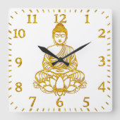 Horloge Carrée Bouddha à Lotus Pose, (Recto)