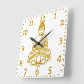 Horloge Carrée Bouddha à Lotus Pose, (Angle)