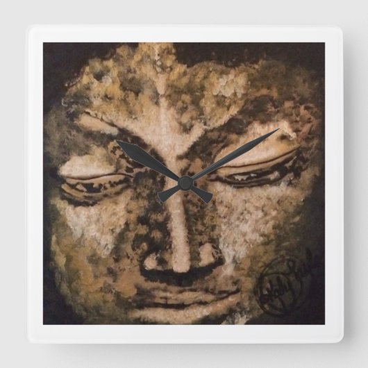 Horloge Carrée Bouddha en or (Recto)