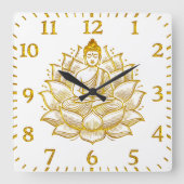 Horloge Carrée Bouddha sur Lotus Flower. (Recto)