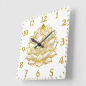 Horloge Carrée Bouddha sur Lotus Flower. (Angle)