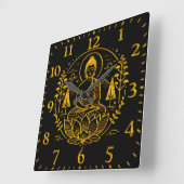 Horloge Carrée Bouddha symbolique entouré d'éléments naturels (Angle)