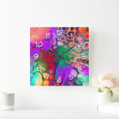 Horloge Carrée Bouffée de couleurs Digital Fluid Art (Maison)