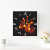 Horloge Carrée bougies romantiques mystiques (Maison)