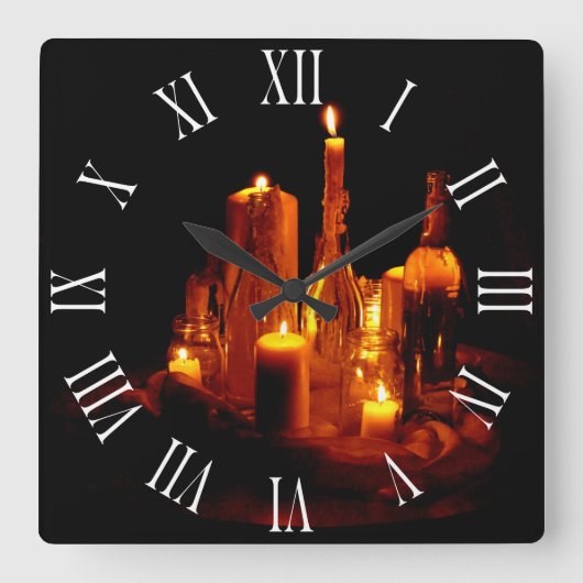 Horloge Carrée bougies romantiques mystiques (Recto)