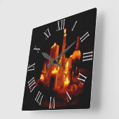 Horloge Carrée bougies romantiques mystiques (Angle)