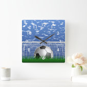 Horloge Carrée Boule de football dans le net (Maison)