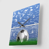 Horloge Carrée Boule de football dans le net (Angle)