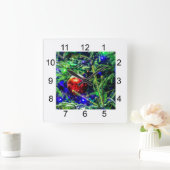 Horloge Carrée Boule rouge arbre de Noël vert (Maison)