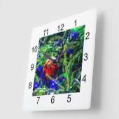 Horloge Carrée Boule rouge arbre de Noël vert (Angle)