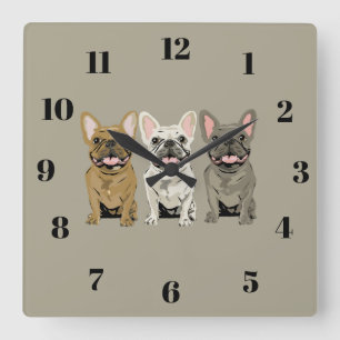 Horloge Carrée Bouledogues français