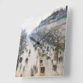 Horloge Carrée Boulevard Montmartre by Pissaro Acrylic Wall Clock (Angle)