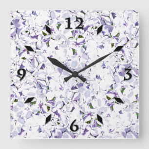 Horloge Carrée Bouquet de fleurs d'aquarelle d'hydrangées.