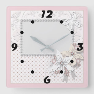 Horloge Carrée bouquet de mariage